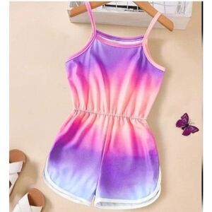 Girls Tie Dye Gradient Color Casual Cami Rompers Jumpsuit sz 6Y